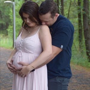 Pink maxi maternity dress